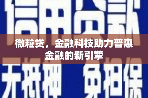 金阳微粒贷，金融科技助力普惠金融的新引擎