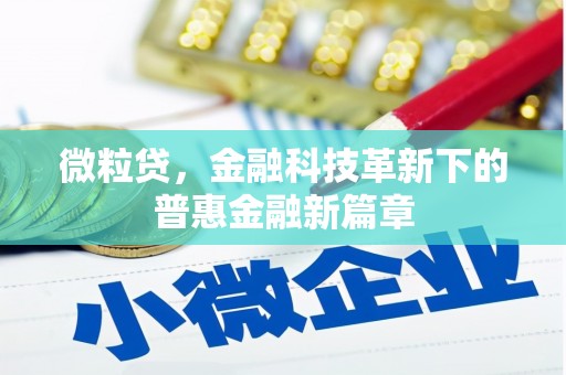 太保微粒贷，金融科技革新下的普惠金融新篇章